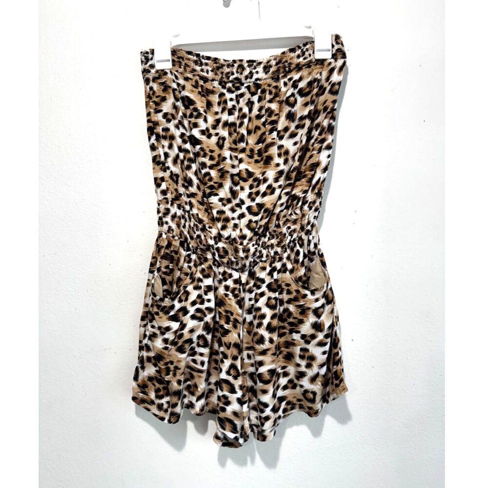 Love by Chesley romper Y2K animal print strapless vacation summer women L Jr